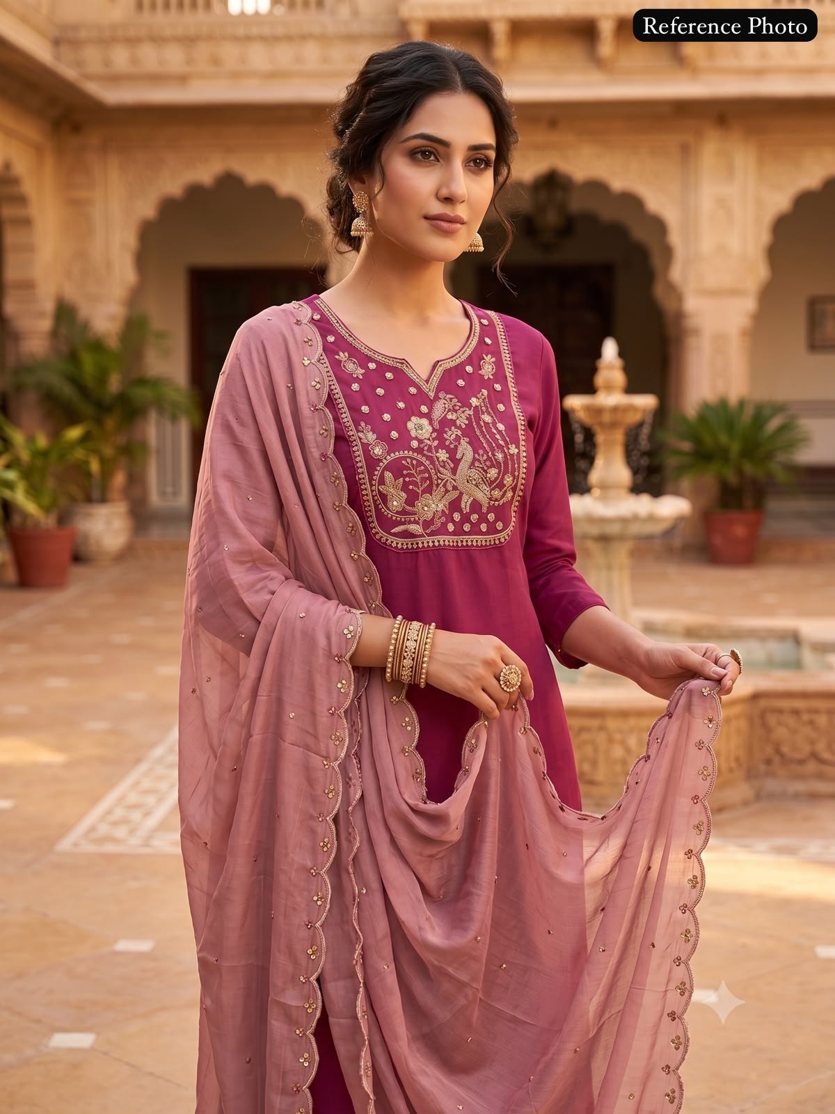 Readymade Pakistani Designer Boutique Suit Rouge Roman Silk Kurti Dupatta Set