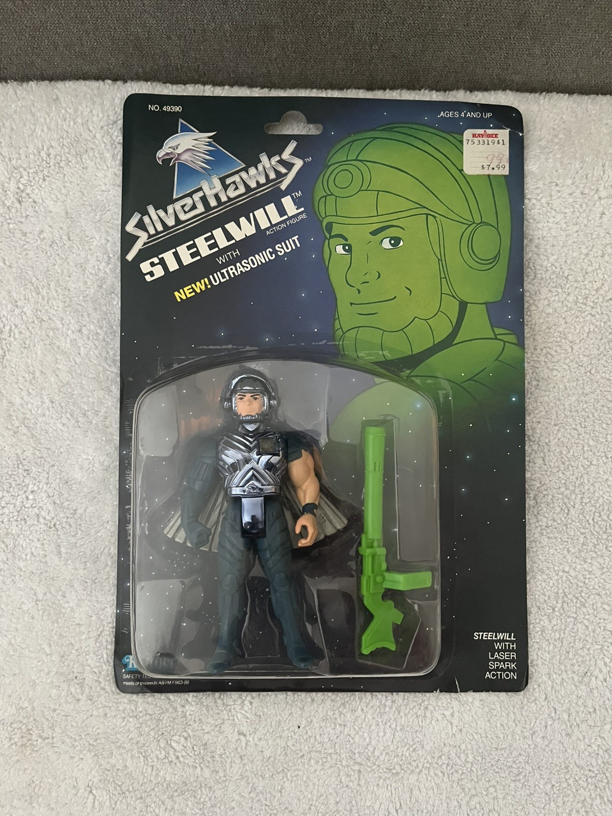 1986 Vintage Kenner SILVERHAWKS STEELWILL with new Ultrasonic Suit New on Card 1986 Vintage Kenner SILVERHAWKS STEELWILL with new Ultrasonic Suit New on Card