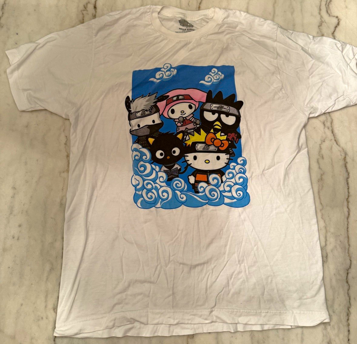 Sanrio x Naruto Men’s L White Short Sleeve Hello Kitty My Melody Graphic Tee Sanrio x Naruto Men’s L White Short Sleeve Hello Kitty My Melody Graphic Tee