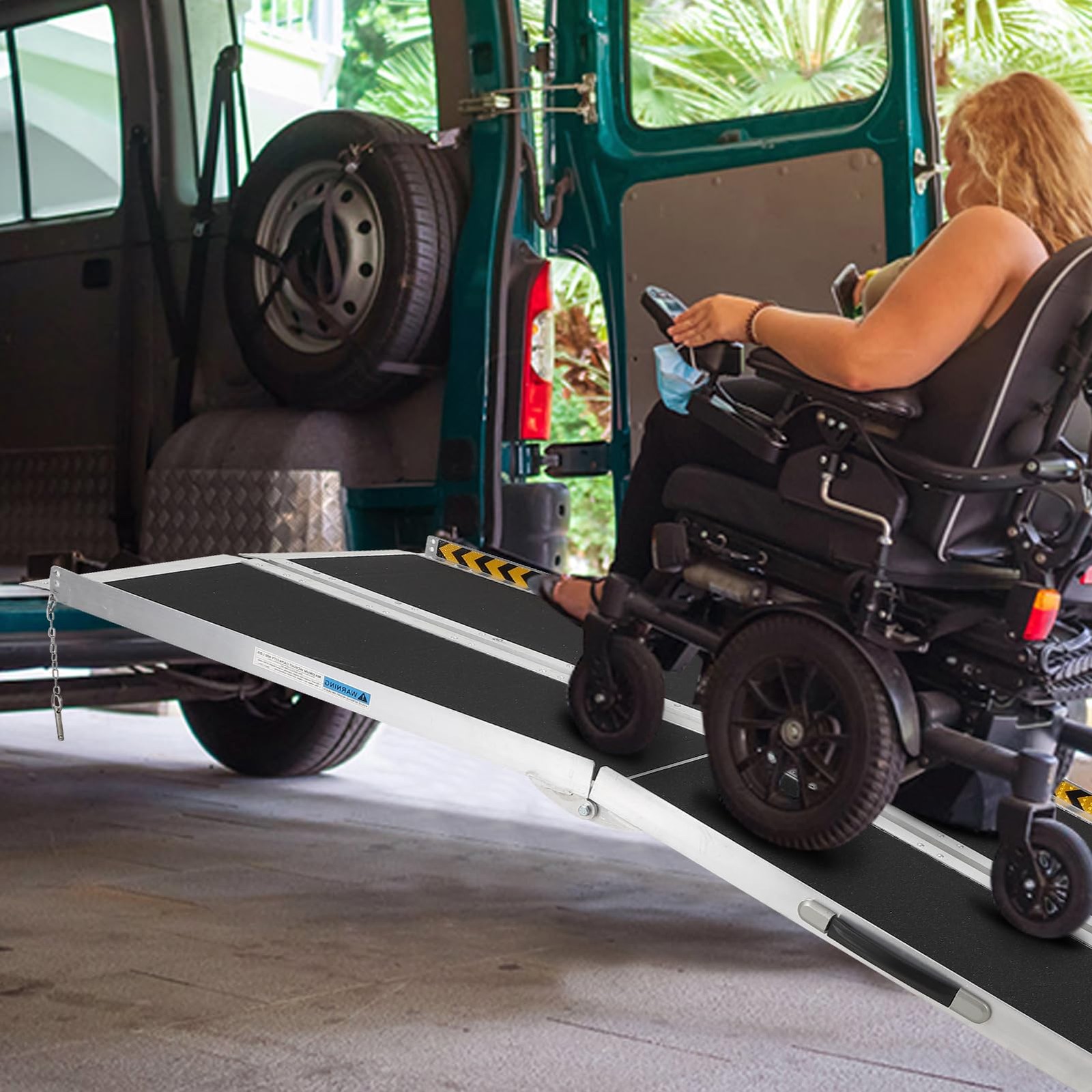 6/7/8/9/10 FT Folding Wheelchair Ramp 600lbs with Transition Plate Home Vehicle