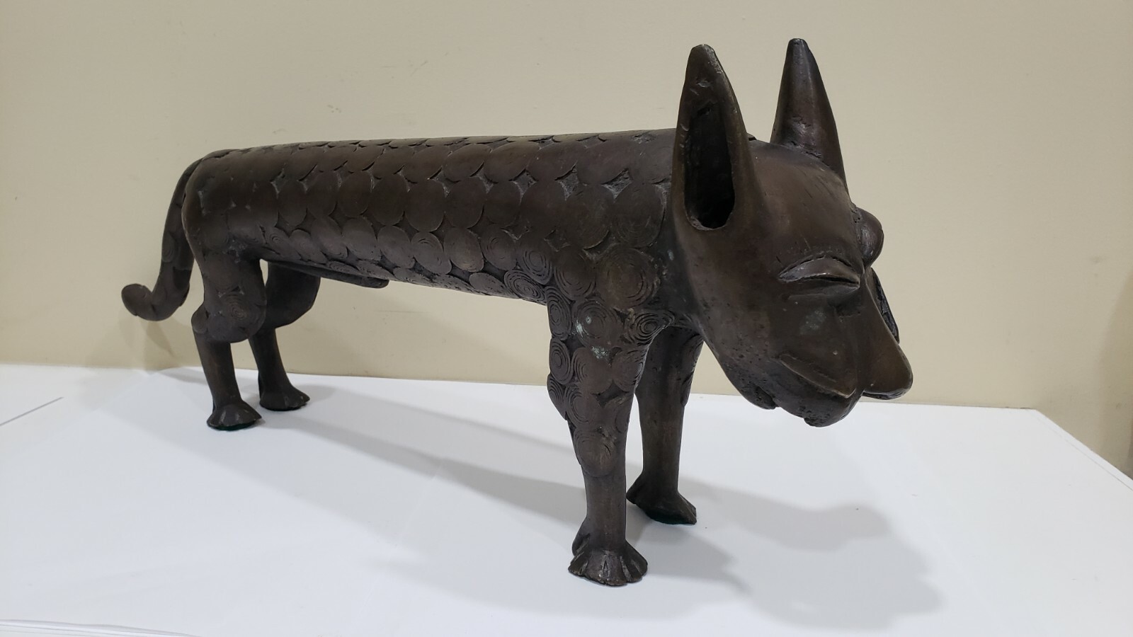 Antique Vintage Heavy African Bronze Benin Cat Antique Vintage Heavy African Bronze Benin Cat