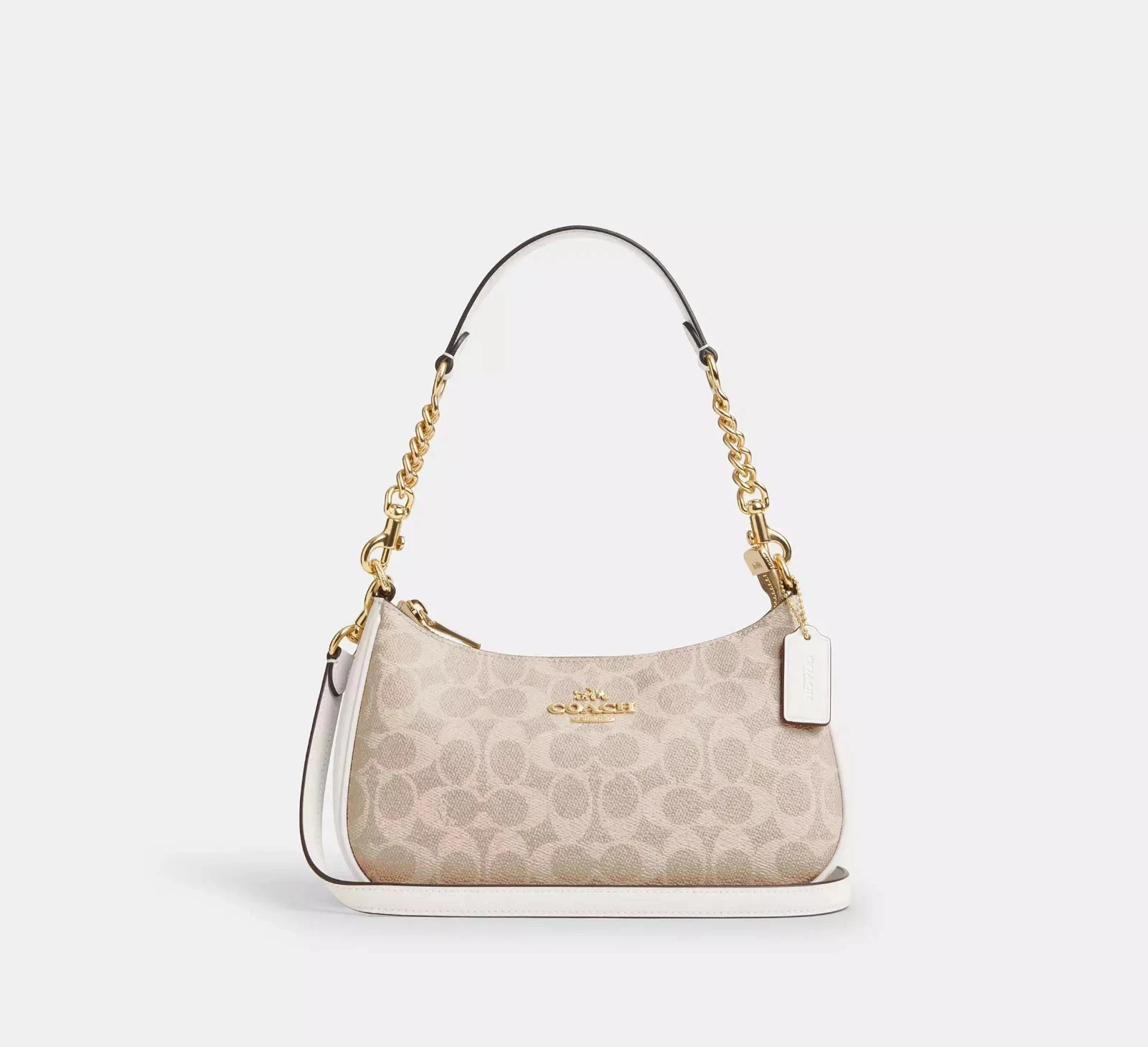 COACH Teri Shoulder Bag In Signature Canvas Gold/Sand/White Chalk New Outlet