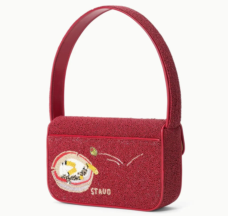 🧡NWT*Staud Tommy Beaded Shoulder Bag Extra Dirty Hand-Beaded LIMITED MSRP$350