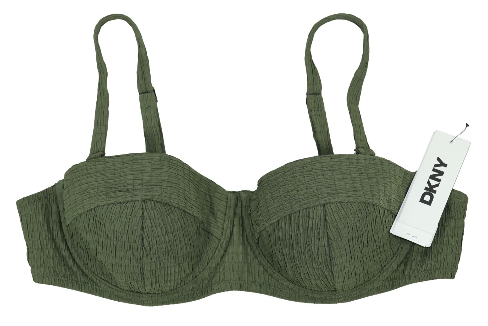 DKNY Textured Underwire Molded Balconette Bikini Top Women\'s Bathing Suit NWT