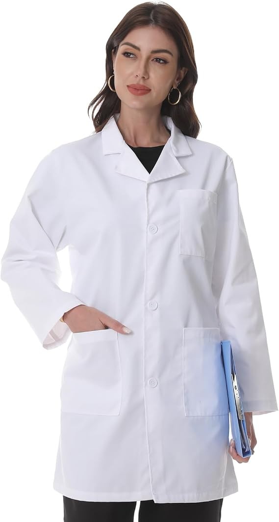 Women\'s Cotton Blend Professional Lab Coat, 3 Pockets, X-Small to X-Large