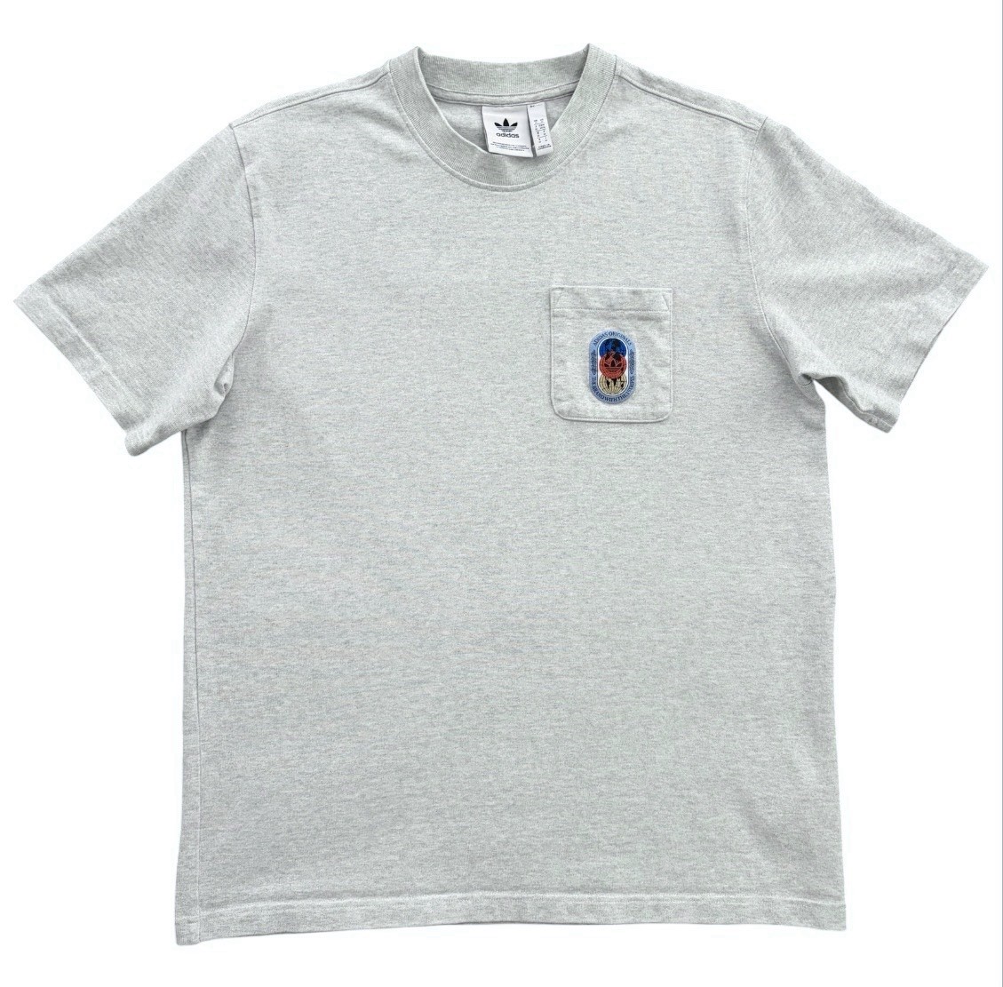 Adidas Originals Olympic gray heavyweight pocket t shirt with Patch Size Medium