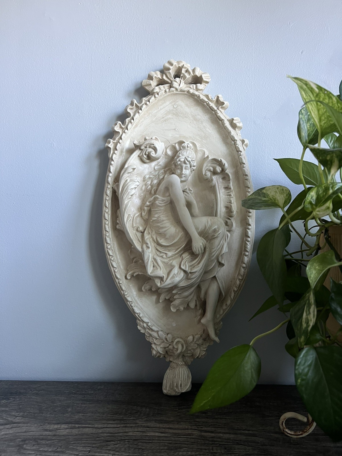 Vintage Plaster Art Nouveau Wall Plaque