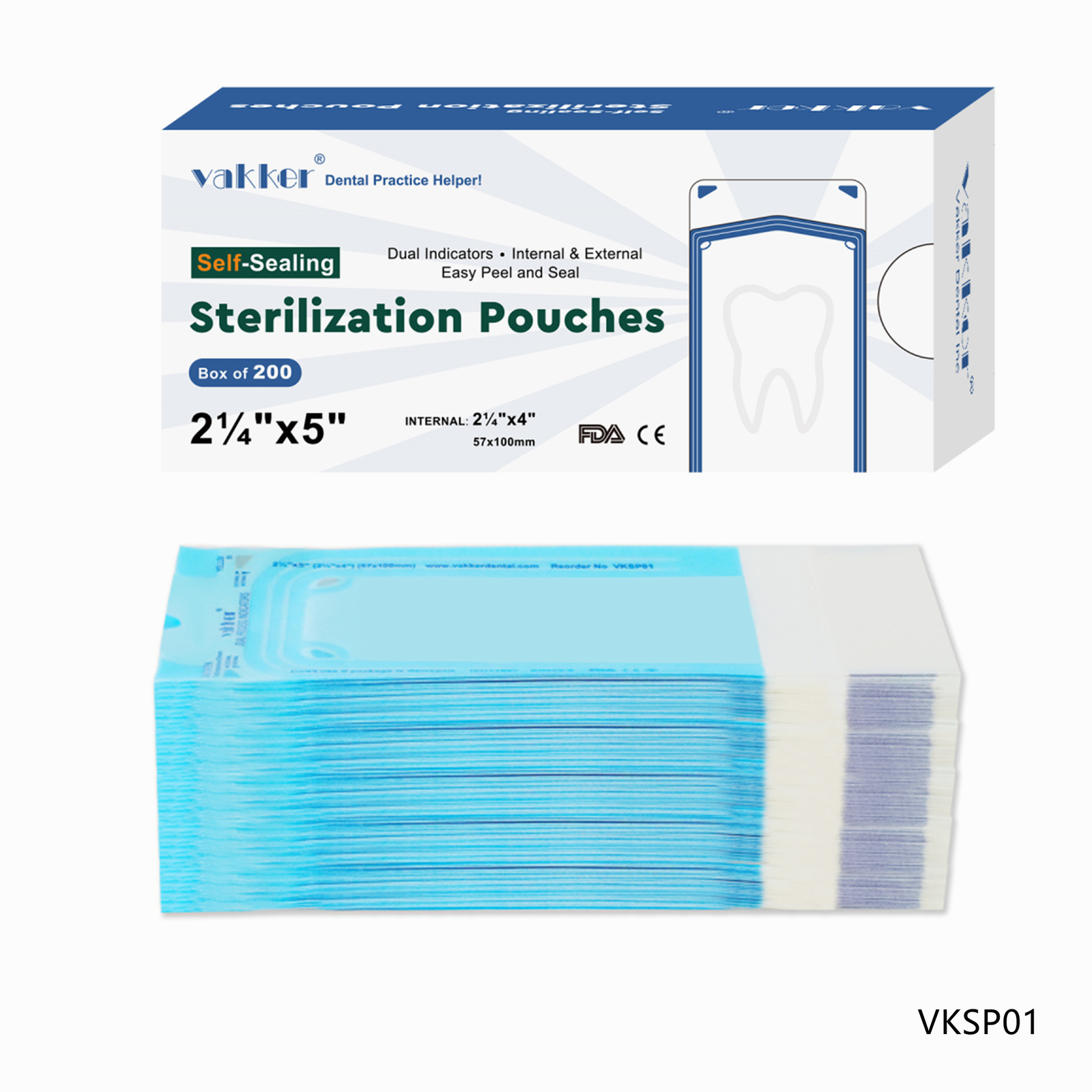 Vakker Dental Self Seal Sterilization Pouches Autoclave Sterilizer Bag Vakker Dental Self Seal Sterilization Pouches Autoclave Sterilizer Bag