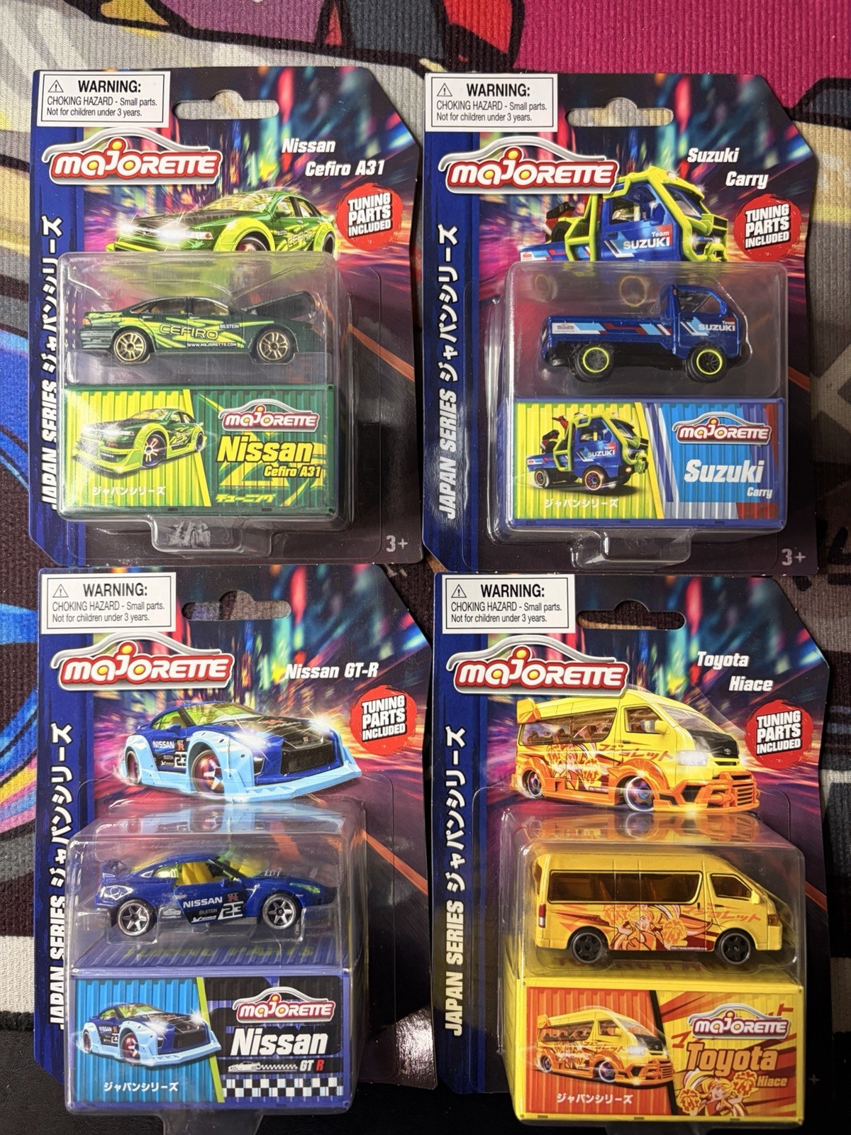 MAJORETTE JAPAN SERIES SET OF 4 NISSAN GTR-NISAN SEFIRO A31 AND MORE NEW IN PACK