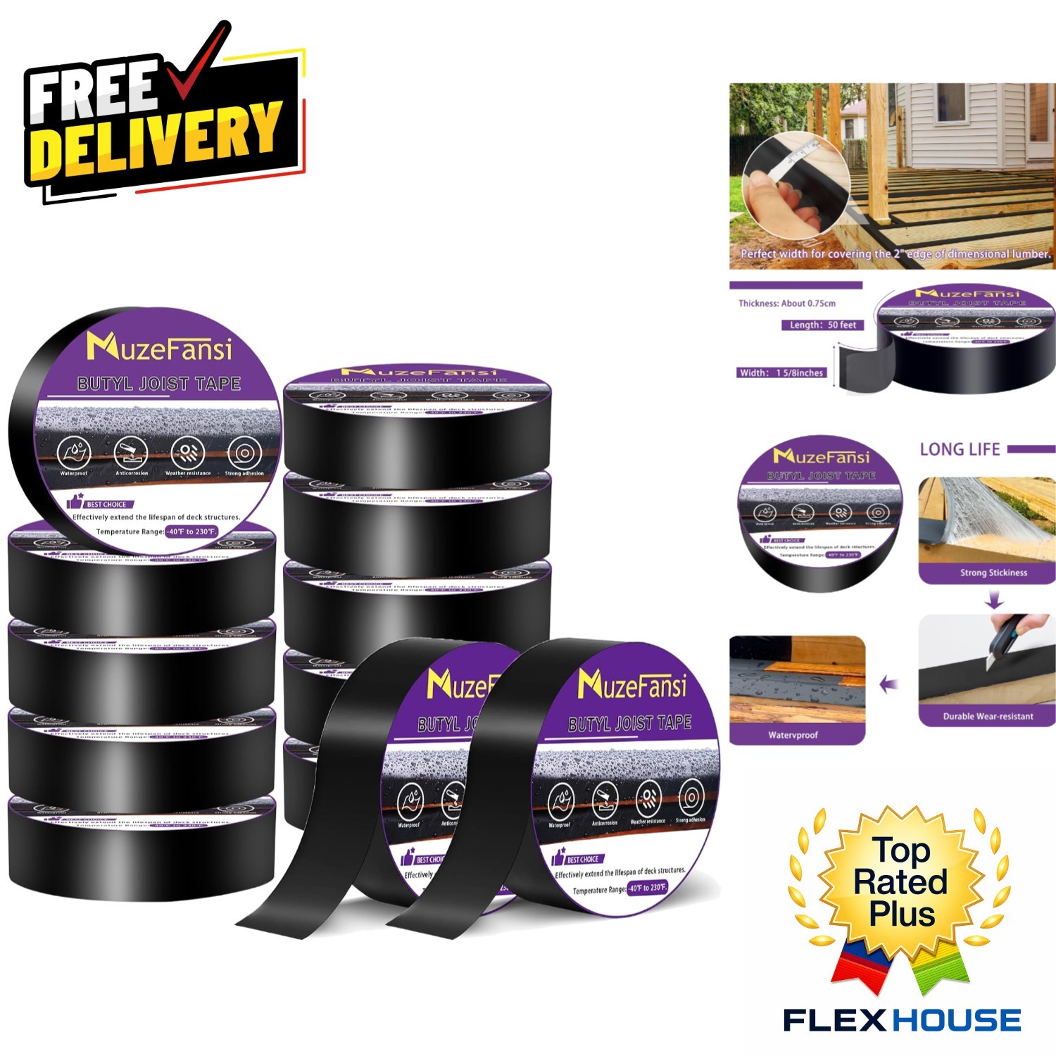 High-Quality Waterproof Deck Joist Tape – 12 Pack, Self-Adhesive & UV Resistant High-Quality Waterproof Deck Joist Tape – 12 Pack, Self-Adhesive & UV Resistant