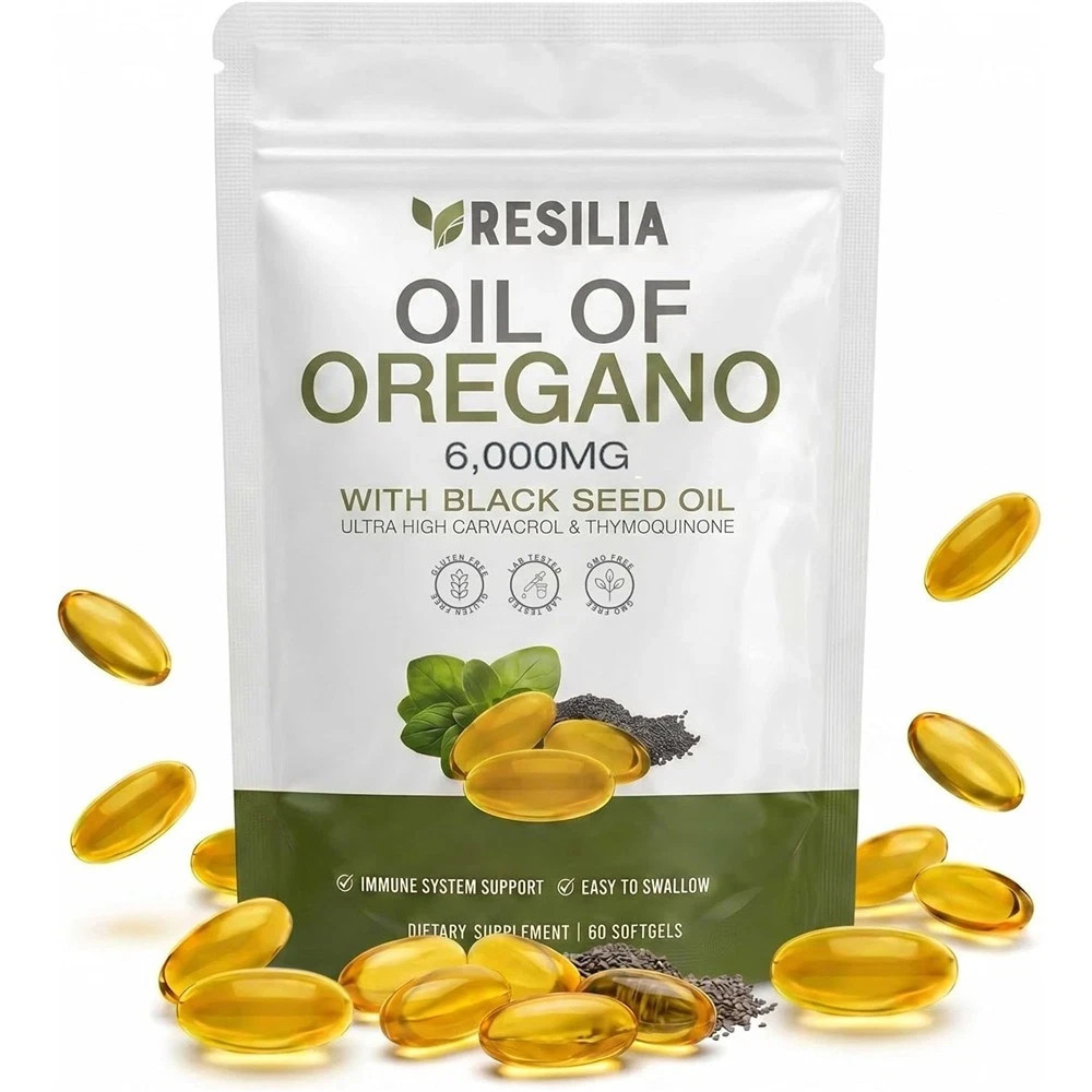 Resilia Oil of Oregano 6000mg with Black Seed Oil Softgels – 60 Capsules