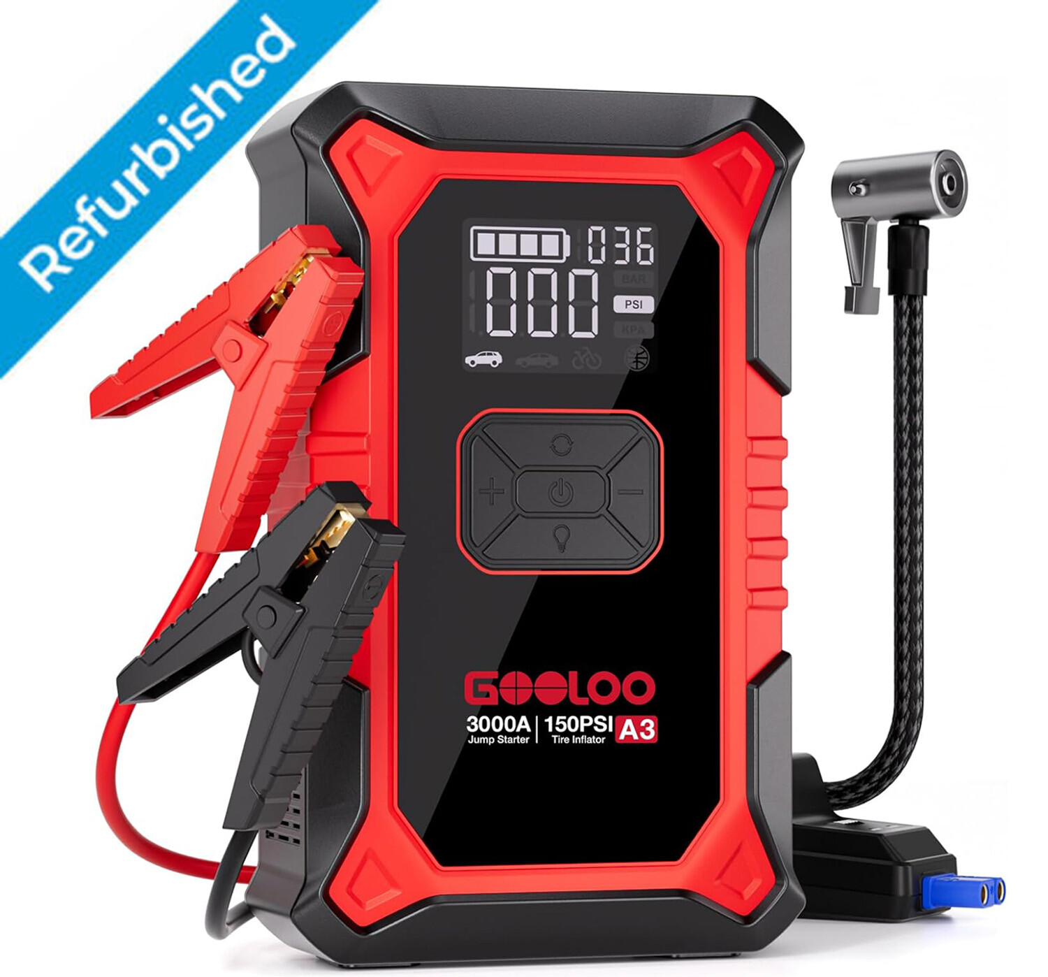 GOOLOO A3 Jump Starter with Air Compressor 3000A Portable Car Battery Booster GOOLOO A3 Jump Starter with Air Compressor 3000A Portable Car Battery Booster