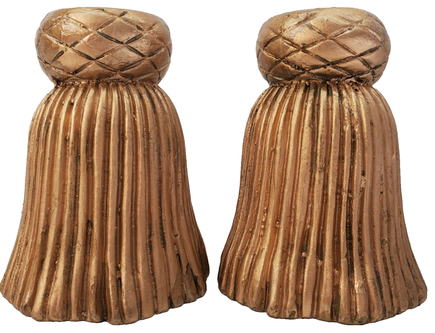 Two's Company Gilded Tassel Candle Holders Set of 2 Deep Taper Candle Holders