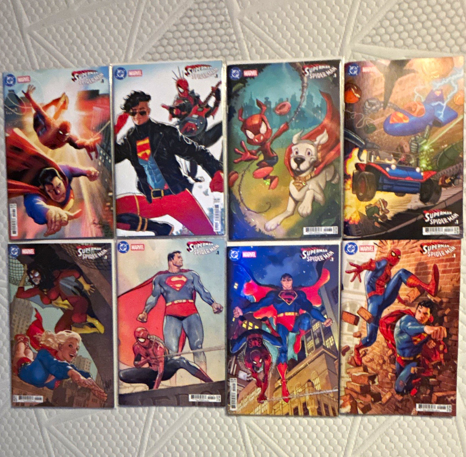 Marvel/DC Superman vs. Spider-Man #1 Variant Covers Comic Book Lot of 8 Marvel/DC Superman vs. Spider-Man #1 Variant Covers Comic Book Lot of 8