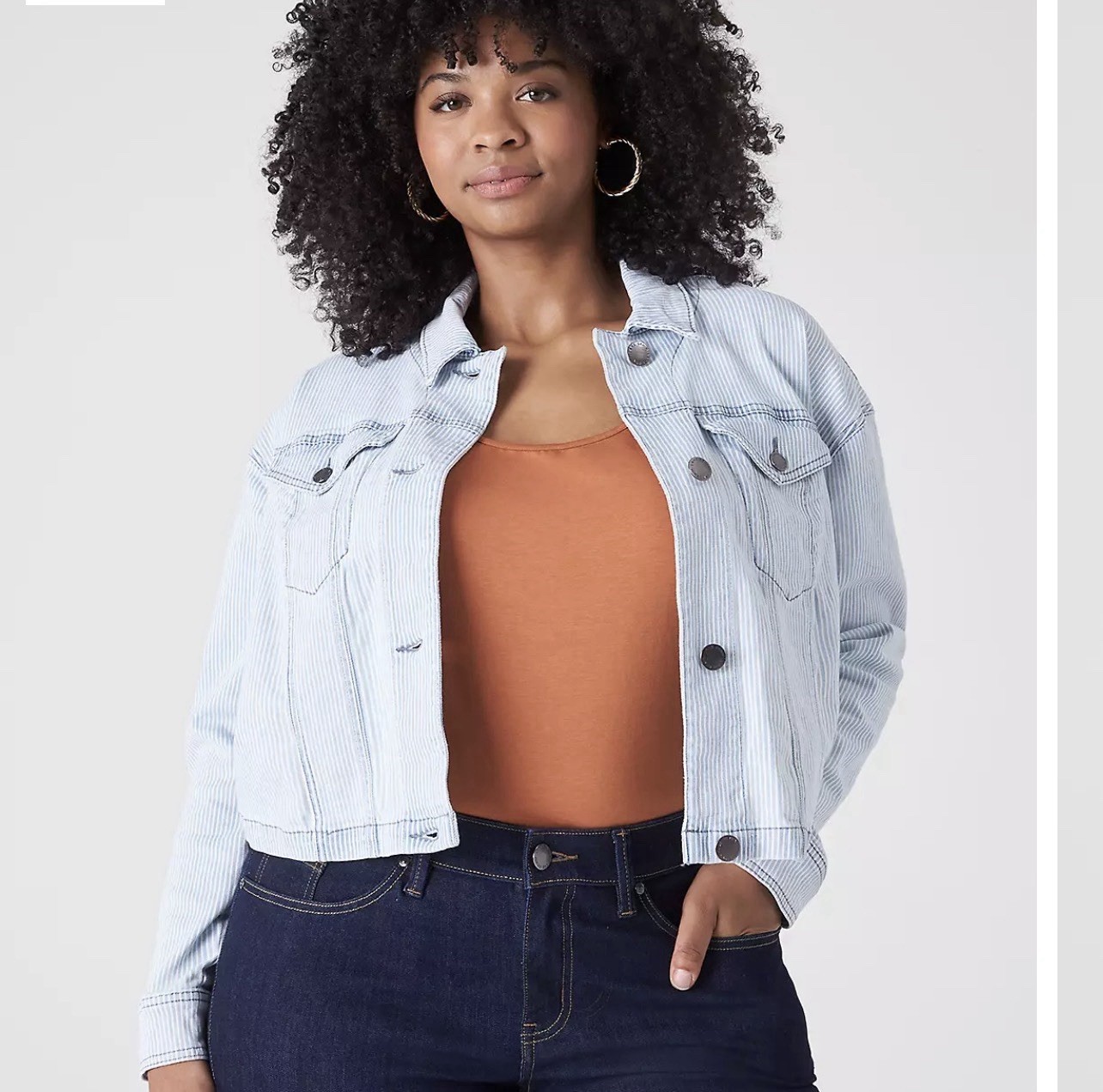 NWT Lane Bryant Cropped Denim Striped Long Sleeve Women Size 16