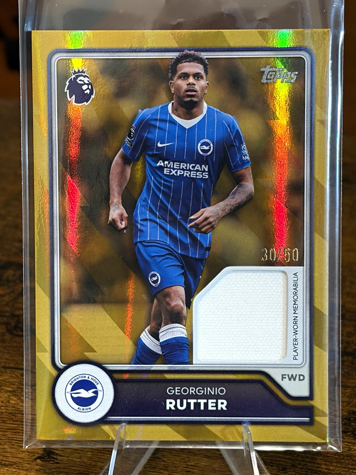 Georginio Rutter 2026-27 Topps Premier League Gold Rainbow Foil Relic /50