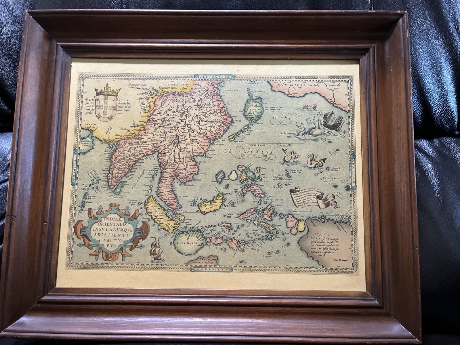 Vintage Old World Map of Asia Wood Framed Rectangular 17 X 14” Vintage Old World Map of Asia Wood Framed Rectangular 17 X 14”