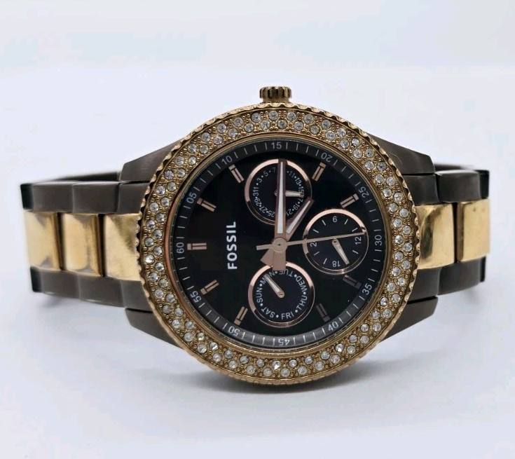 Fossil Stella Watch ES2955 Crystal Accent Bezel Multi Function Quartz Fossil Stella Watch ES2955 Crystal Accent Bezel Multi Function Quartz