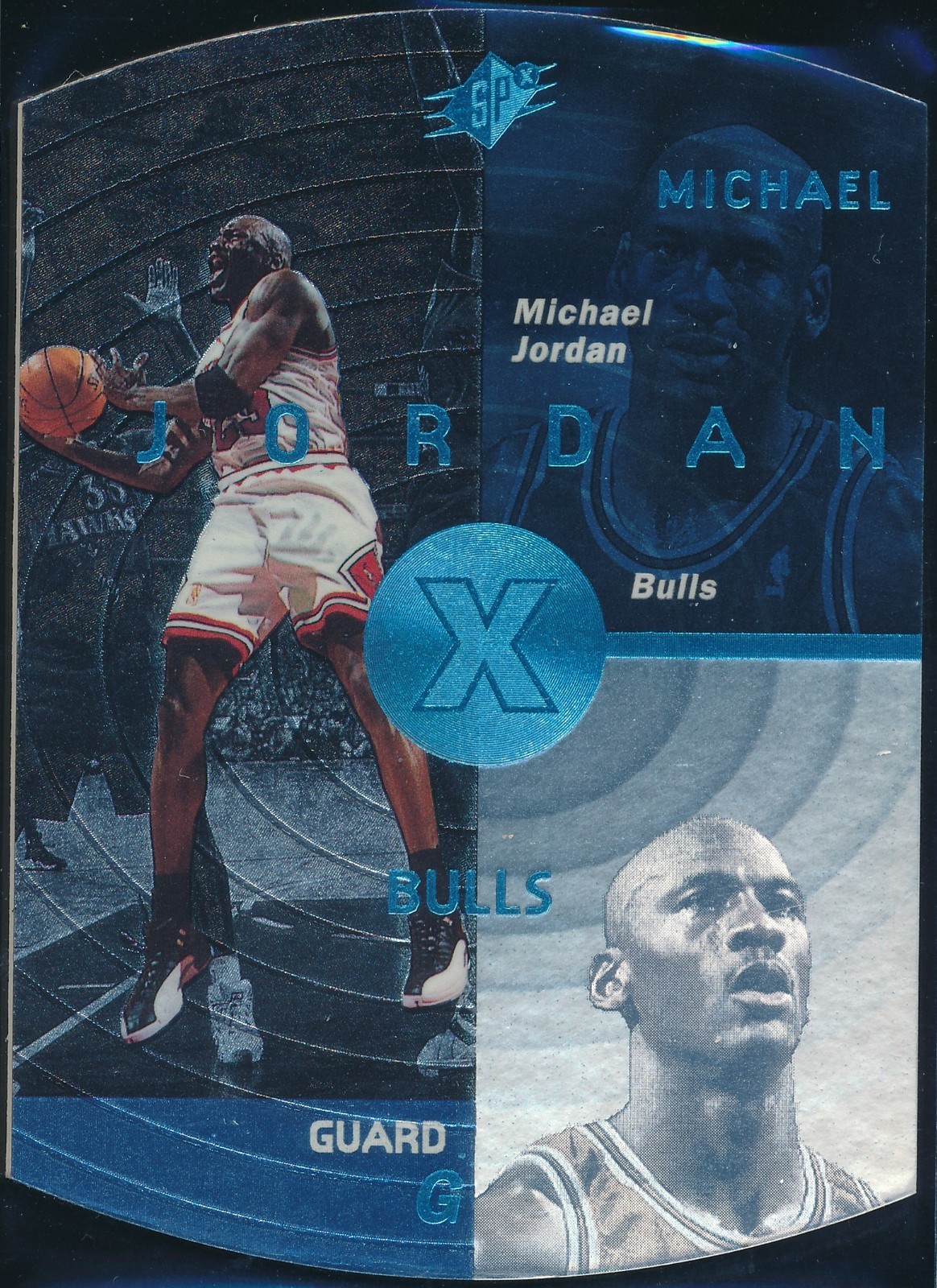 1997-98 UPPER DECK SPX MICHAEL JORDAN SKY BLUE PARALLEL HOLOGRAM CARD #6