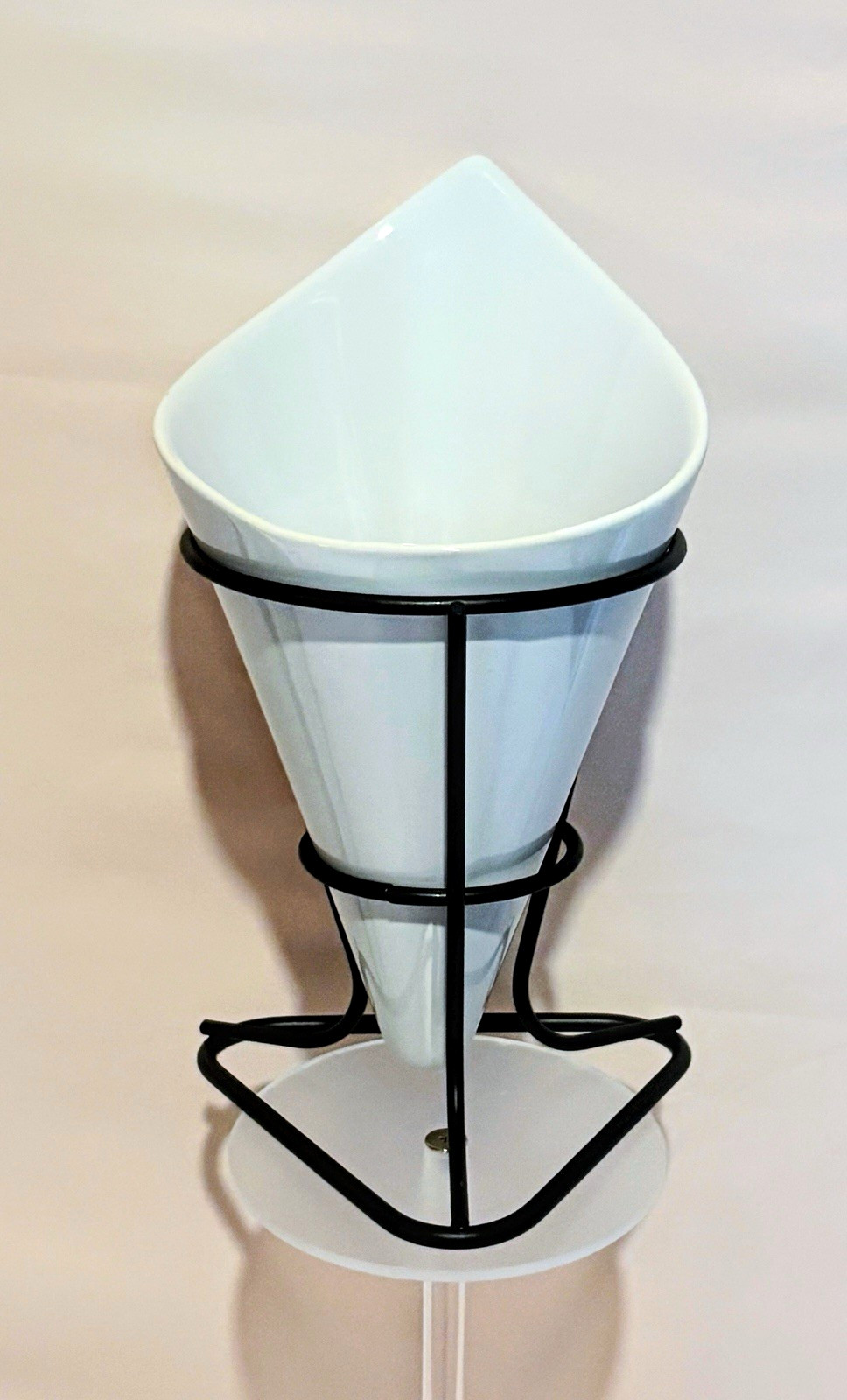 Pier 1 Imports Stoneware Appetizer Cone Server with Black Metal Stand