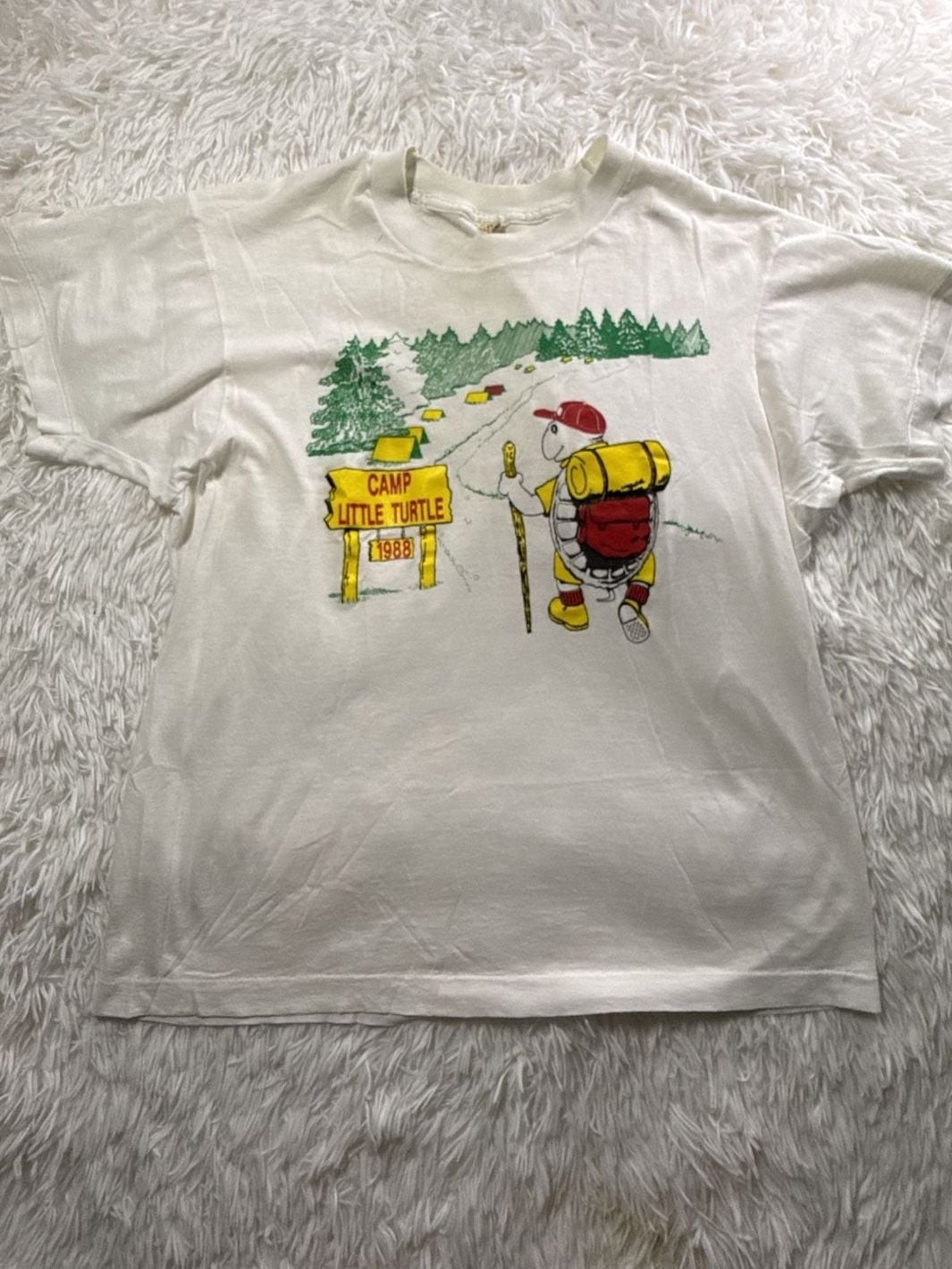 Vintage 1988 Camp Little Turtle Graphic T-Shirt Screen Stars Single Stitch