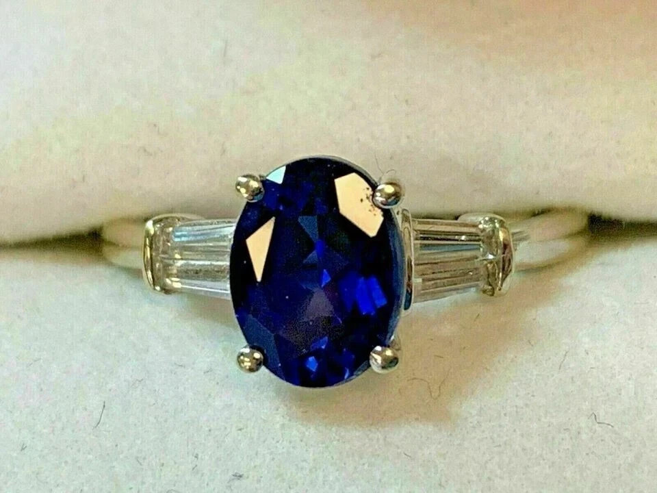 3.25 Ct Oval Cut Natural Sapphire & Diamond Wedding Ring 14K Yellow Gold
