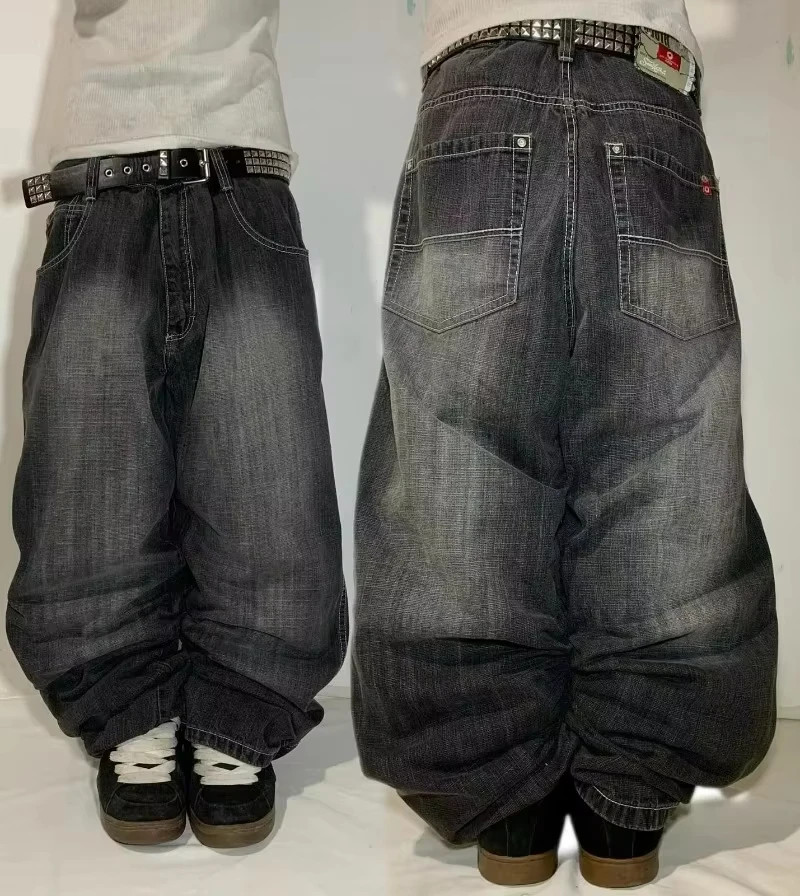 Streetwear New Fashion Big Pattern Embroidered Baggy Jeans Women Y2K Rock Hip Ho