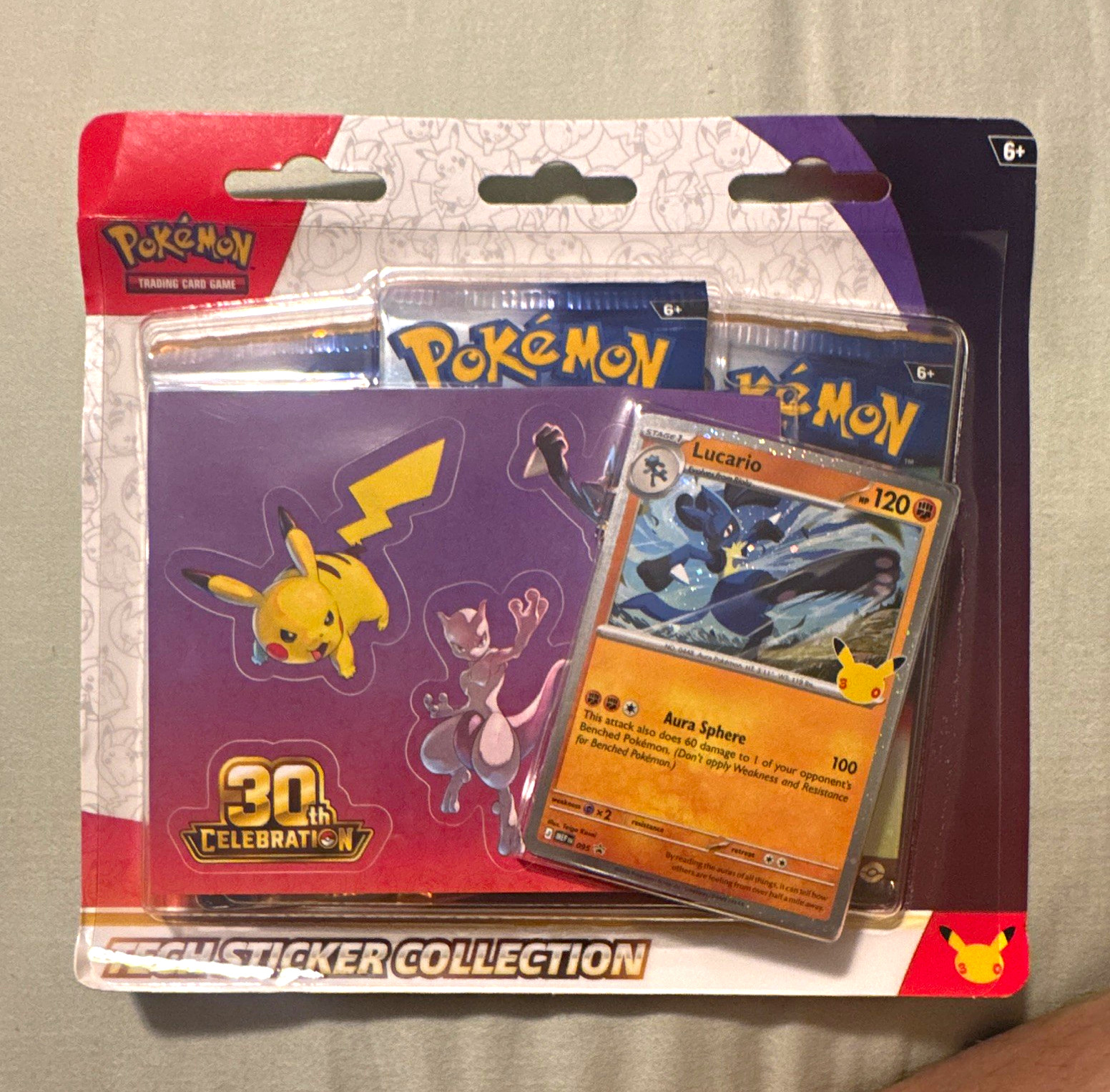 Pokémon TCG 30th Celebration Tech Sticker Collection Lucario Promo + 3 Packs Pokémon TCG 30th Celebration Tech Sticker Collection Lucario Promo + 3 Packs