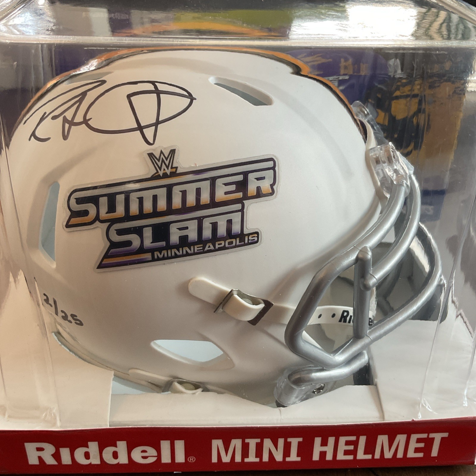 WWE SummerSlam Minneapolis Signed Mini Helmet Fanatics Authentic Randy Orton /25