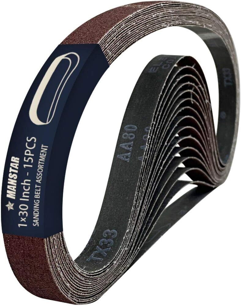 15 Pcs 1 X 30 Inch Assorted Aluminum Oxide Sanding Belt,80/120/150/240/400 Grit 15 Pcs 1 X 30 Inch Assorted Aluminum Oxide Sanding Belt,80/120/150/240/400 Grit