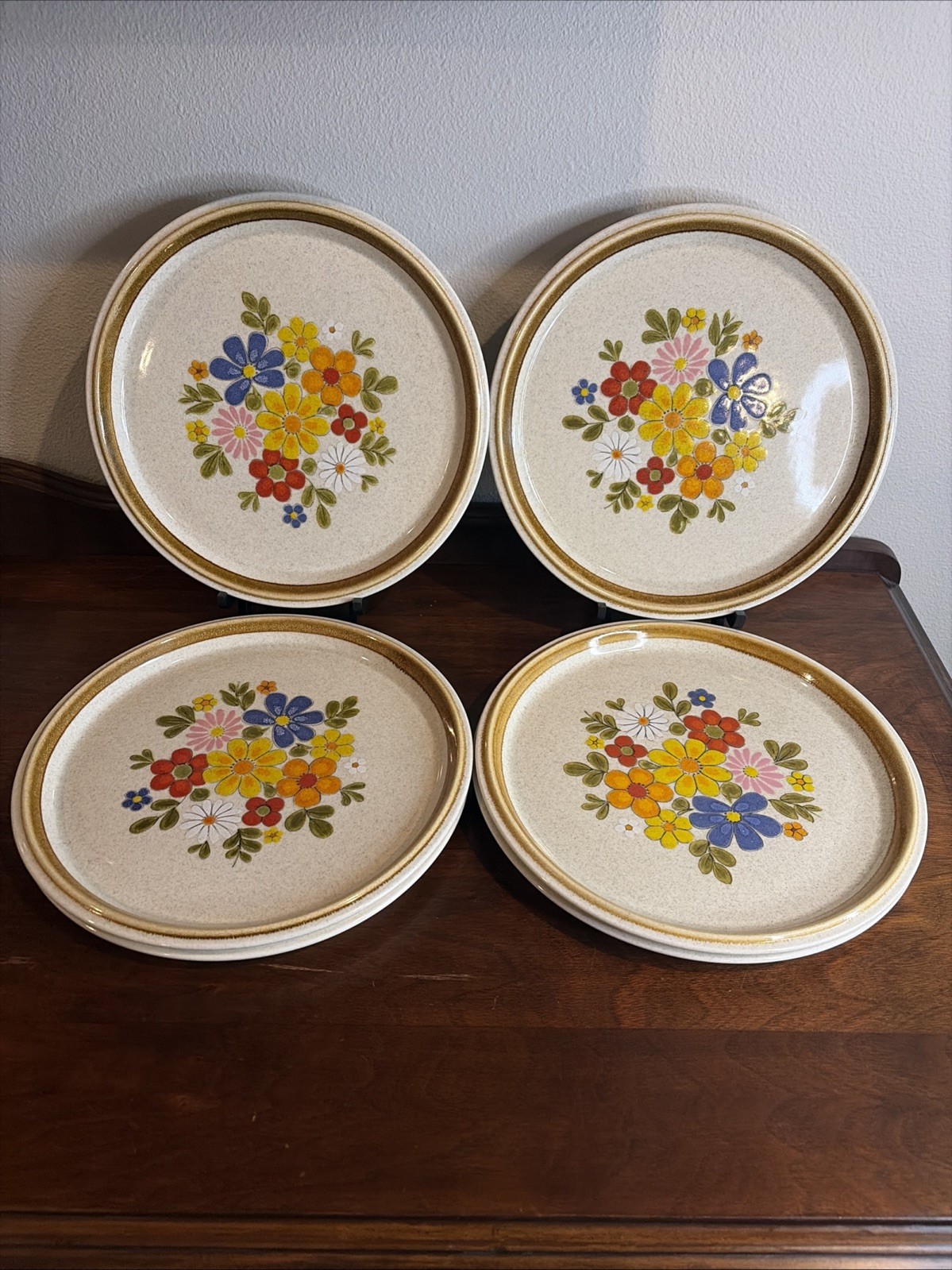 VTG Mikasa Floribunda Dinner Plate F5813 Retro 70s Japan Set Of 6 VTG Mikasa Floribunda Dinner Plate F5813 Retro 70s Japan Set Of 6