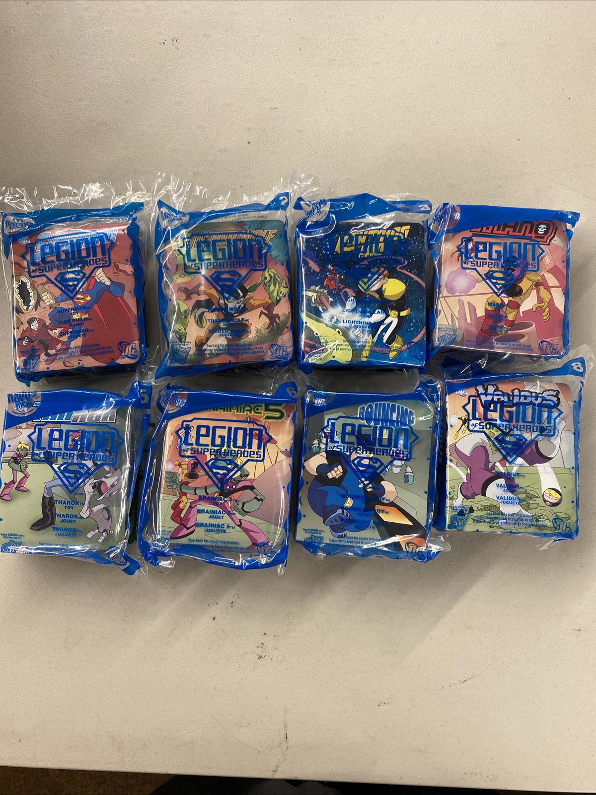 2007 - Legion of Super Heroes Happy Meal Toys Complete Set Of 8 Sealed And New