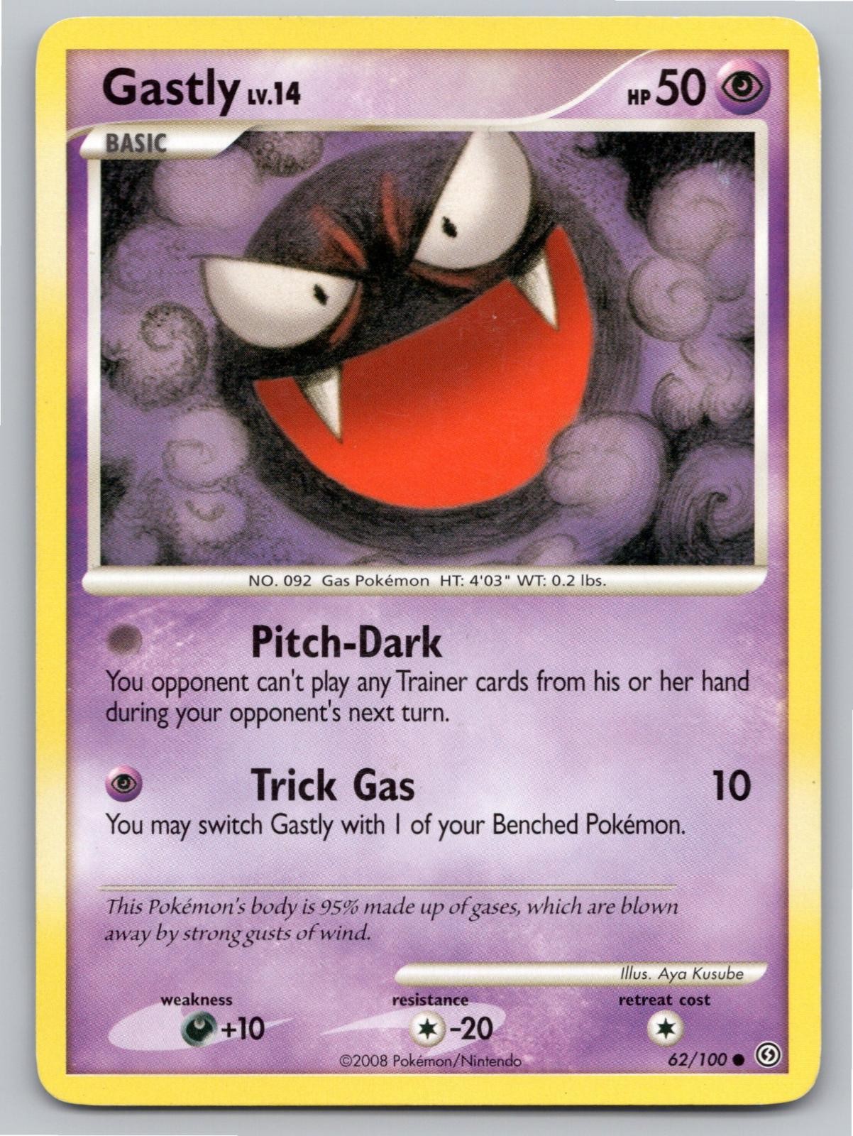 2008 POKEMON GASTLY STORMFRONT 62/100 C NM A77533 FREE S&H 2008 POKEMON GASTLY STORMFRONT 62/100 C NM A77533 FREE S&H