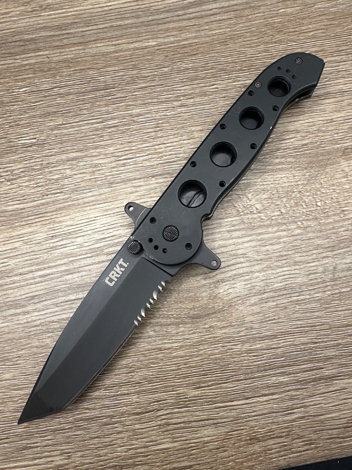 CRKT M16-14SF Carson Special Forces Black Tanto Combo Edge Folder Knife Used CRKT M16-14SF Carson Special Forces Black Tanto Combo Edge Folder Knife Used
