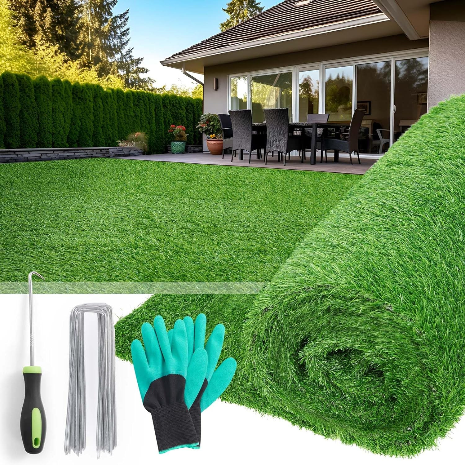 Artificial Grass Outdoor Indoor, 5Ft X 10Ft Fake Grass Realistic Synthetic Astro