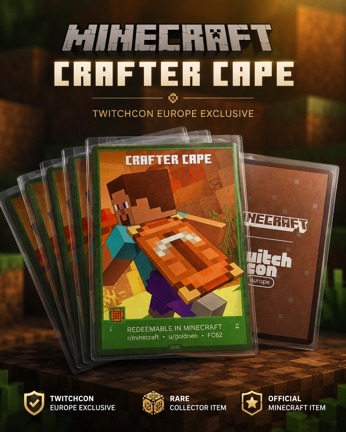 Minecraft Crafter Cape | Code Card |TwitchCon Europe 2026 | Java & Bedrock Minecraft Crafter Cape | Code Card |TwitchCon Europe 2026 | Java & Bedrock