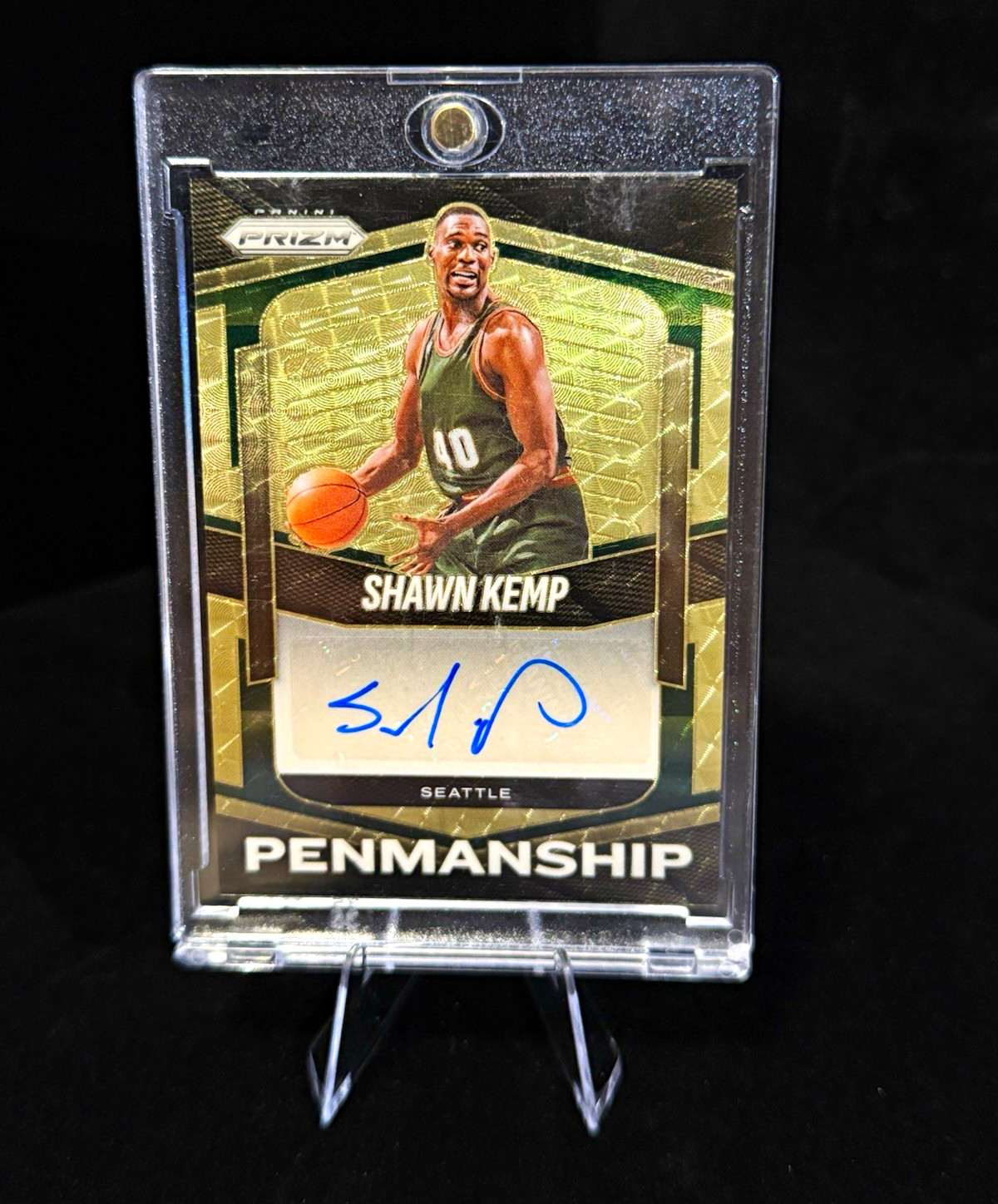 Panini 2025-26 Prizm Shawn Kemp PEN-KEM Penmanship Auto 4/5 Seattle