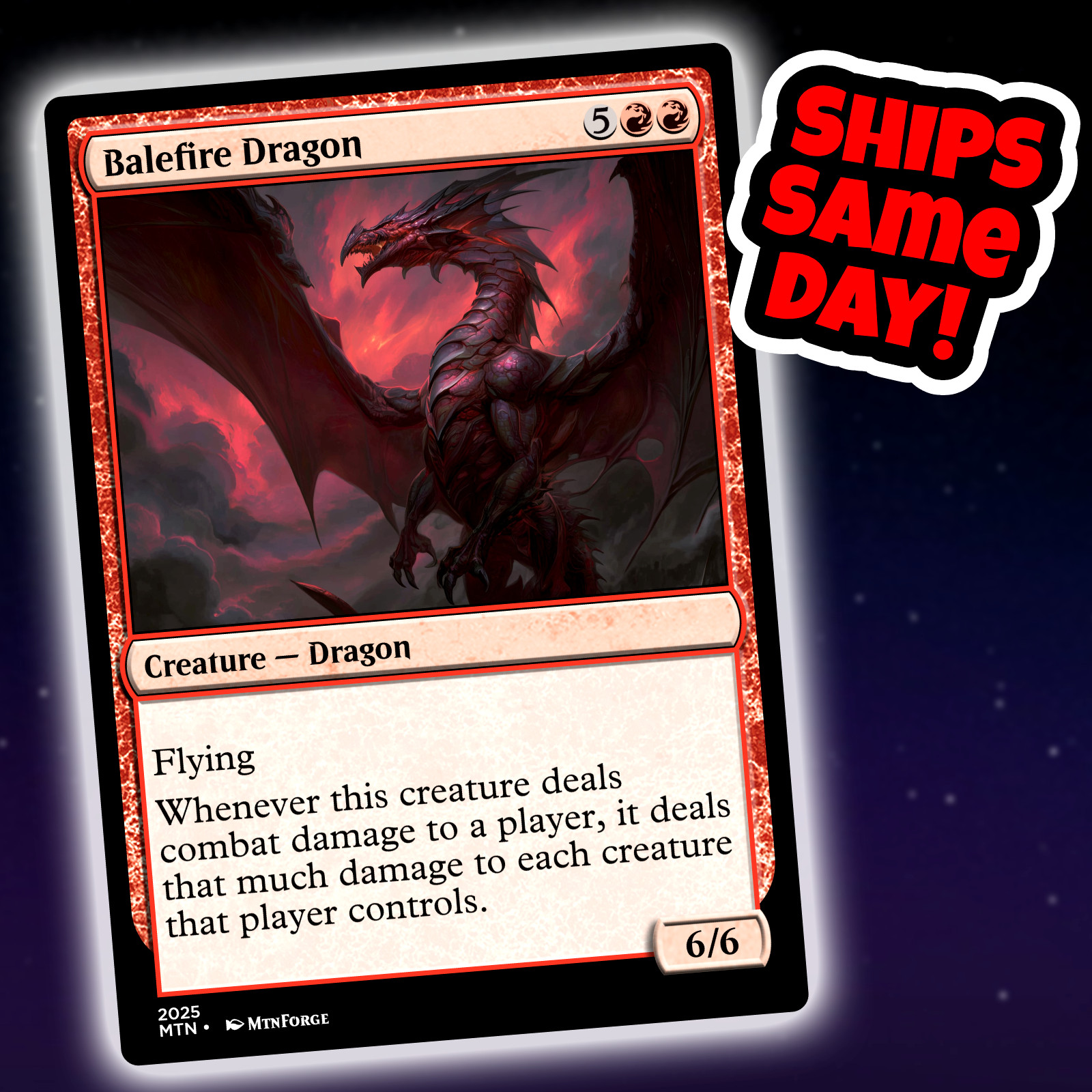 Balefire Dragon - Custom Art Magic: The Gathering Playtest Card - Commander EDH