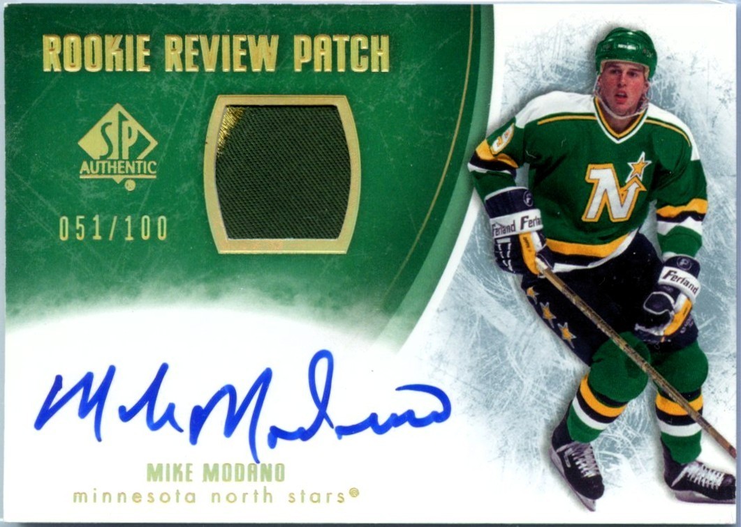 MIKE MODANO 2007-08 UD SP AUTHENTIC ROOKIE PREVIEW GAME USED PATCH AUTO 51/100