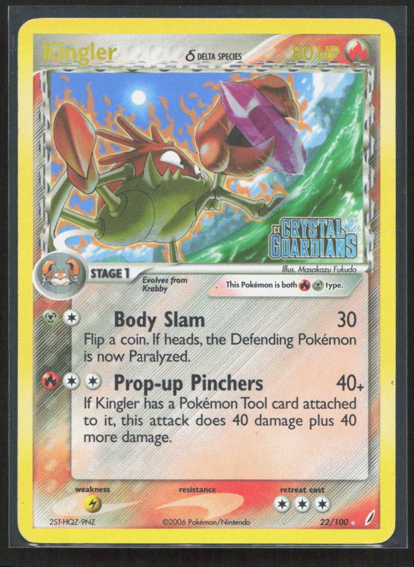 Kingler (Delta Species) Reverse Holo Rare EX Crystal Guardians 22/100 HP Kingler (Delta Species) Reverse Holo Rare EX Crystal Guardians 22/100 HP