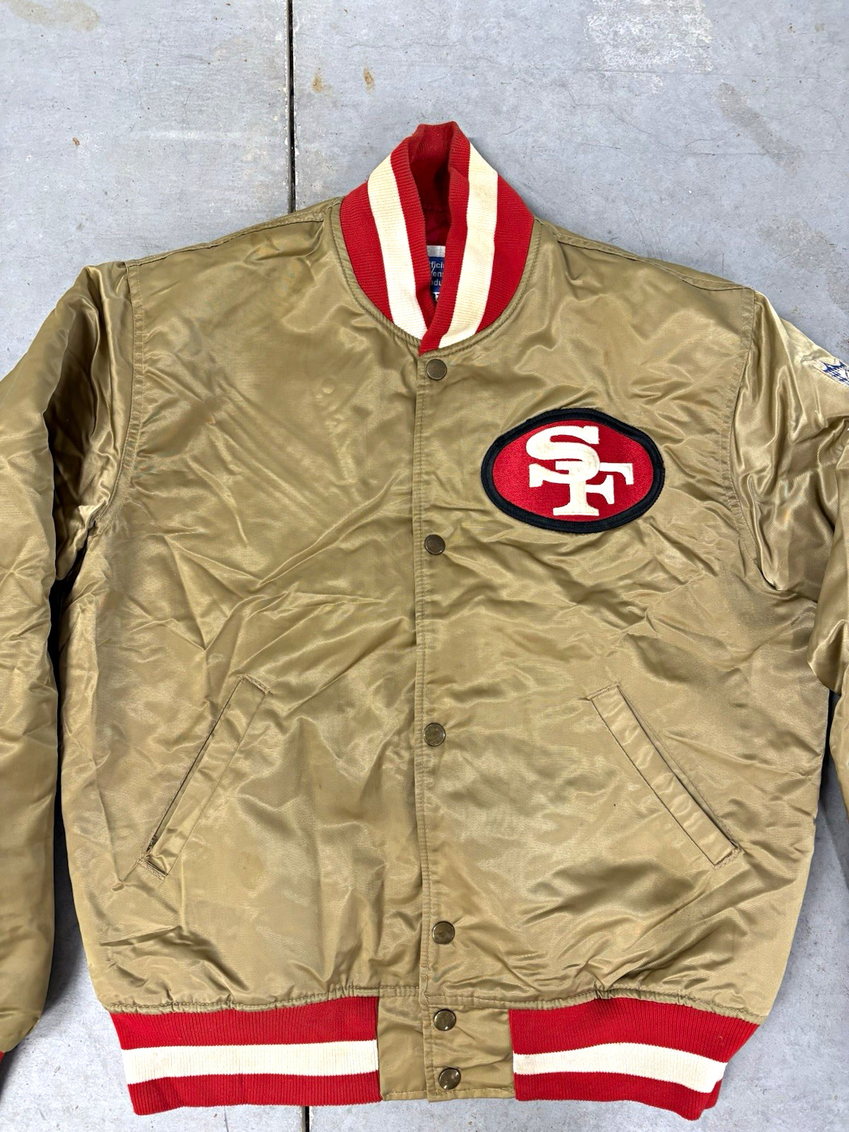 Starter 49ERS BOMBER JACKET 90s Vintage NFL San Francisco Gold Colour Size M Starter 49ERS BOMBER JACKET 90s Vintage NFL San Francisco Gold Colour Size M
