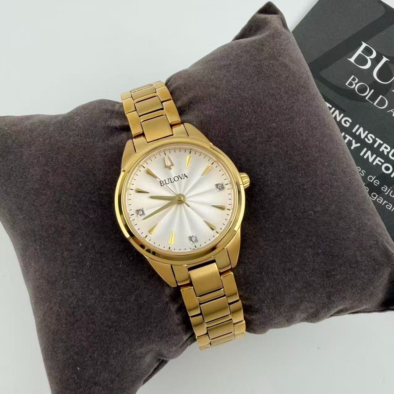 New Bulova Sutton 97P150 Women's Classic Quartz Watch White Diamond Dial 28mm