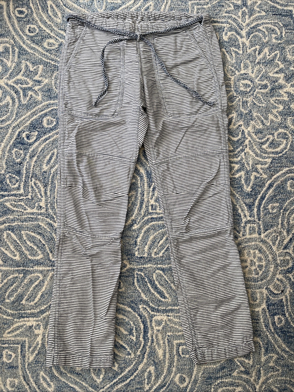 EUC Dosa Blue Striped Cotton Travel Pants Xs Sz 1