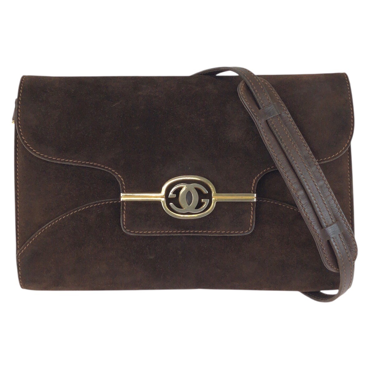 GUCCI vintage Old Gucci BO74 Shoulder Bag Brown Gold Hardware Suede GG