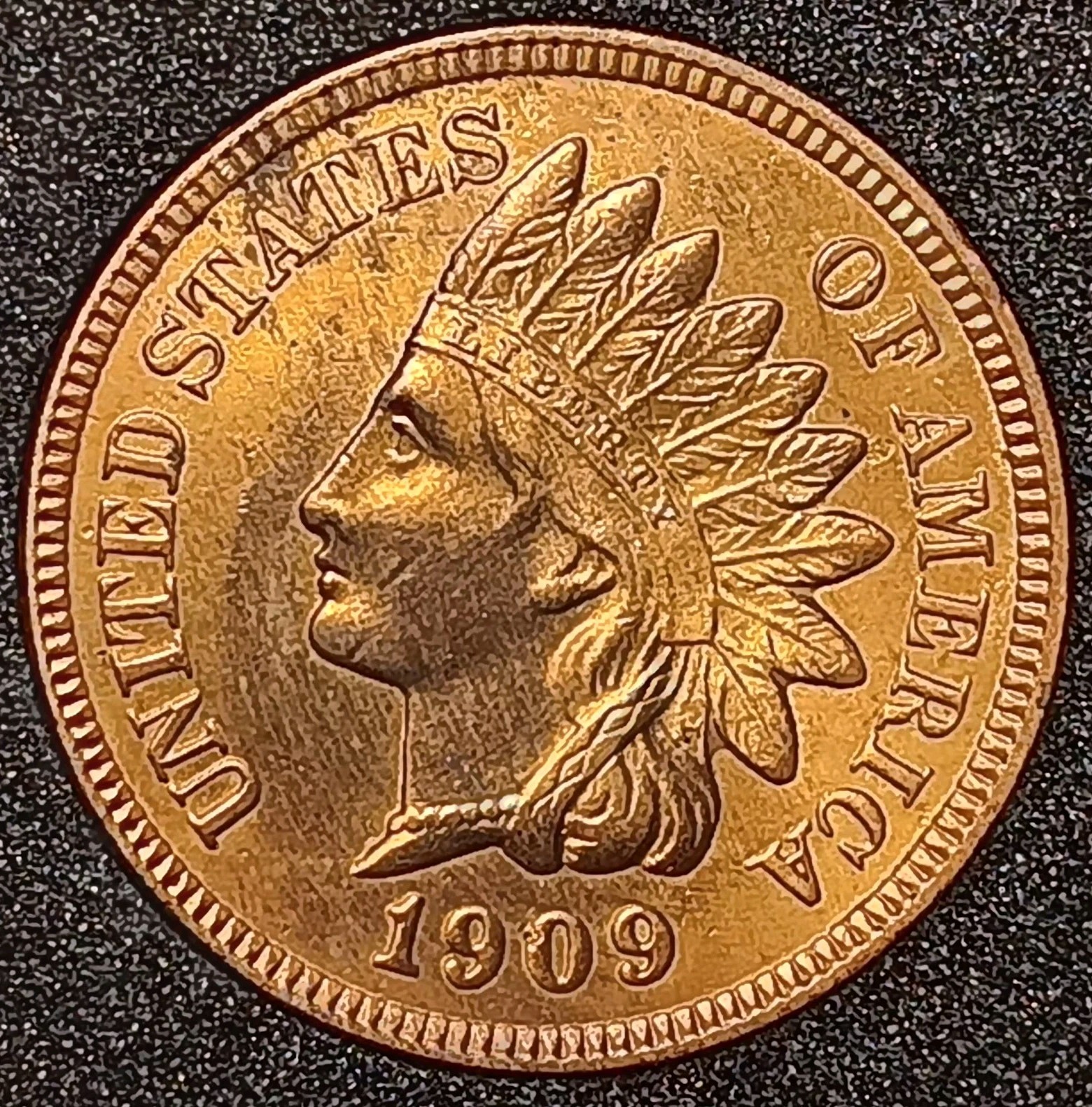 1909 Indian Head Cent Penny MS Red. Original Mint Luster. High Grade. 