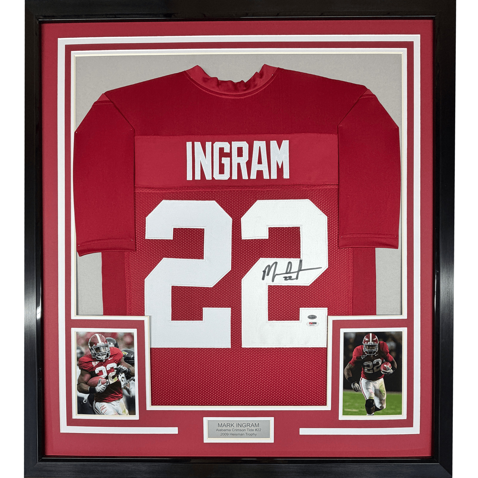 Framed Autographed/Signed Mark Ingram 35x39 Alabama Red Jersey Beckett COA