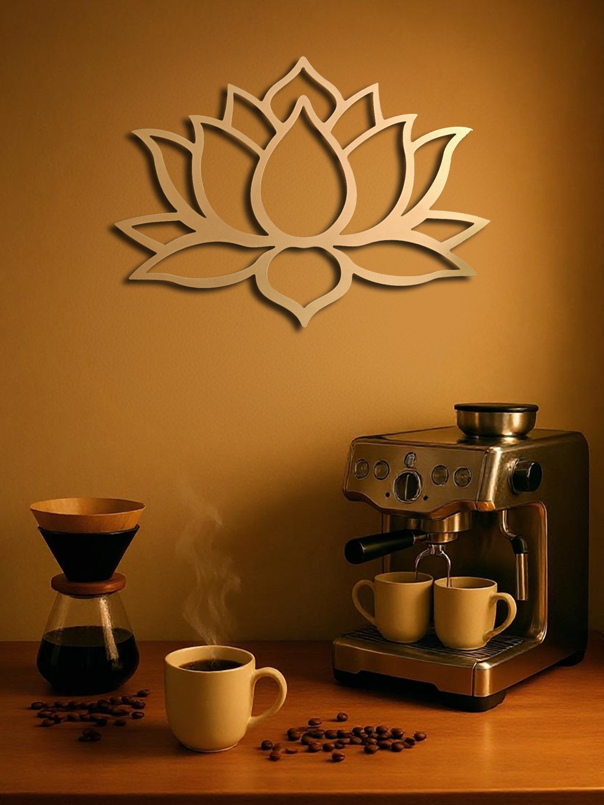 Large Modern Lotus Metal Wall Art, Beautiful Ornament for Living Room