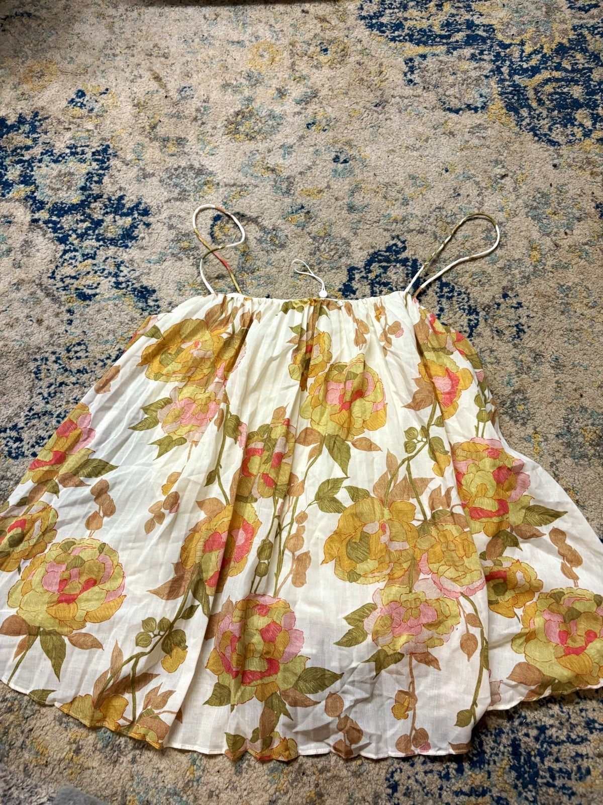 Rebecca Taylor Womens S Floral Cover Up Ruffle Spaghetti Adj Strap Cotton