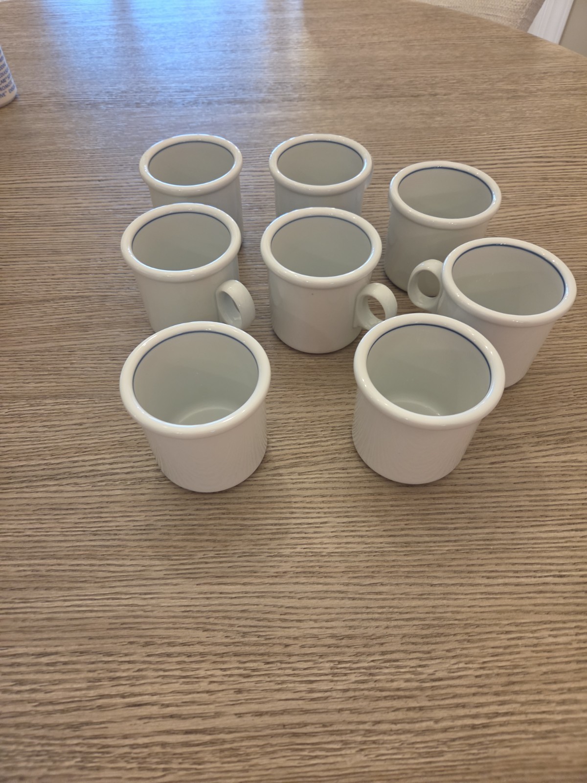 Vtg Dansk Eslau Mugs Set of 8 Tue Poulsen Denmark Mid Century Modern Blue Rim...