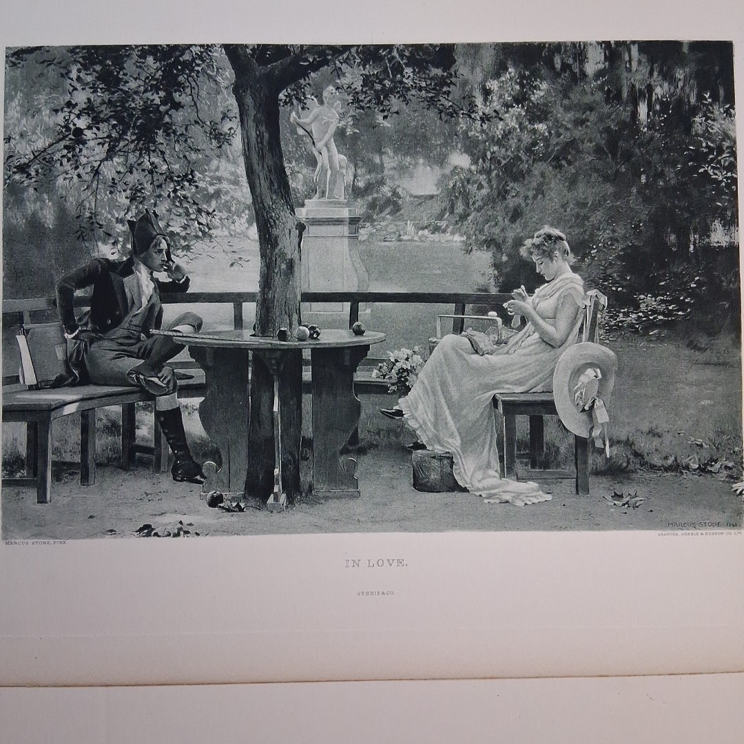 Antique Photogravure In Love Marcus Stone
